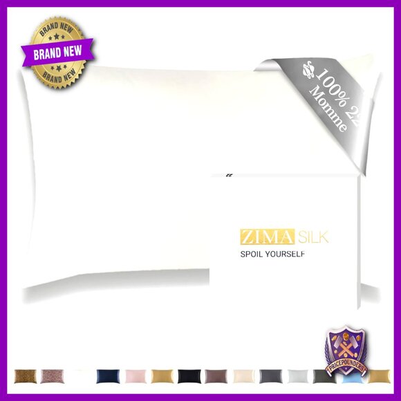 22 Momme Mulberry Silk Pillowcase with Hidden Zipper Standard Size